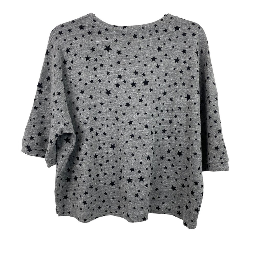 Splendid Star Print Gray/Black Cropped Knit Shirt Top Womens Size Large - Picture 2 of 6